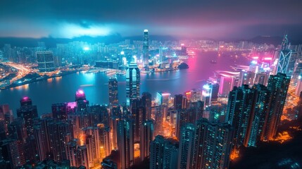 Fototapeta premium Hong Kong Night Skyline