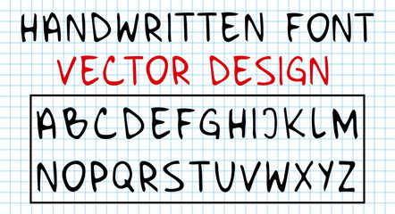 Simple Handwritten Font Style. Vector Design with Alphabet Typography Letters.