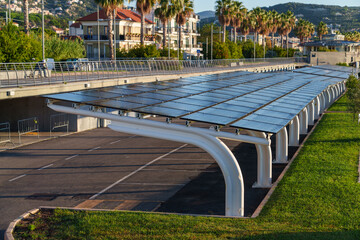 Car park covered with solar panels