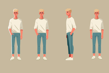 Modern Minimalist Male Character Design in Casual Style