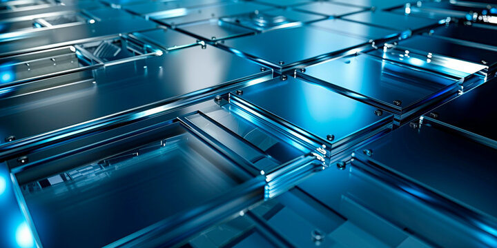 Glass platforms form. multi-level surface, creating a modern, futuristic look structure. The design showcases layers of transparent platforms. depth sleek architectural elements. Generative Ai content - Powered by Adobe