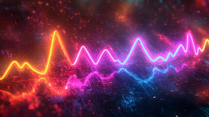 Abstract neon lines in vibrant colors on a textured background.