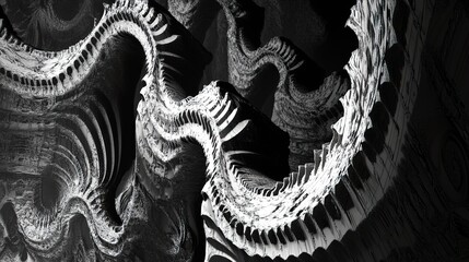 Obraz premium Abstract Black and White Fractal Pattern - Geometric Design