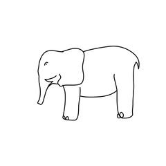 black line illustration of elephant on white background