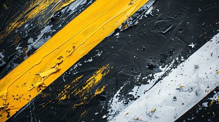 Aged grunge wall texture with rough, weathered paint and dirty stripes white, yellow and blue
