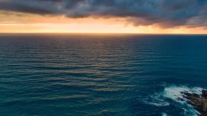 Serene Ocean Sunset View at Little Fistral Beach, Newquay, UK
