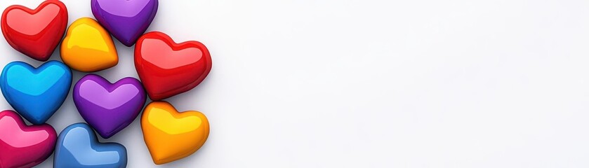 Sweet heart-shaped candy elements flat design top view Valentine's Day theme 3D render Complementary Color Scheme