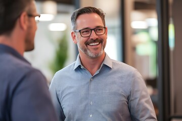 Obraz premium Success Businessman Smiling in Office, Freelance, Business, Marketing, Finance, Employees