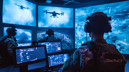 Generative AI, Remote Drone Piloting in a Futuristic War Room
