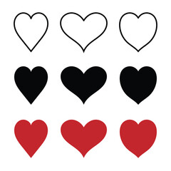 Vector Heart Icon Set In Multiple Style