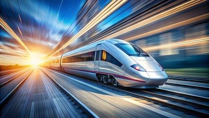 advanced technology in motion: futuristic train speeding with blurred effect