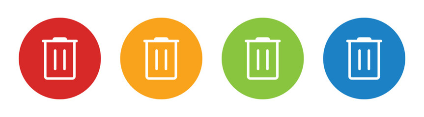 Vector Trash Can Icon In Multiple Color