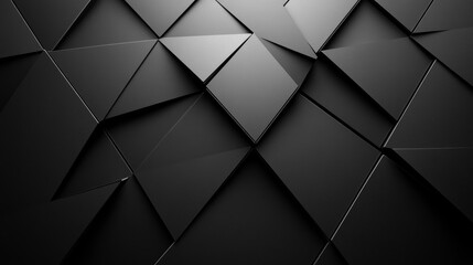Obraz premium Black diamond triangular pattern, crisp and smooth texture with gradient effects, polished surfaces on a deep dark background, abstract wallpaper