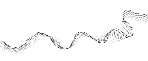 Flowing Dot Wave halftone gradient pattern on transparent background	
