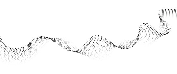 Flowing Dot Wave halftone gradient pattern on transparent background	
