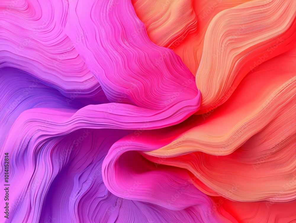 Poster vibrant abstract waves of pink and orange flow elegantly, creating a visually stunning and dynamic c