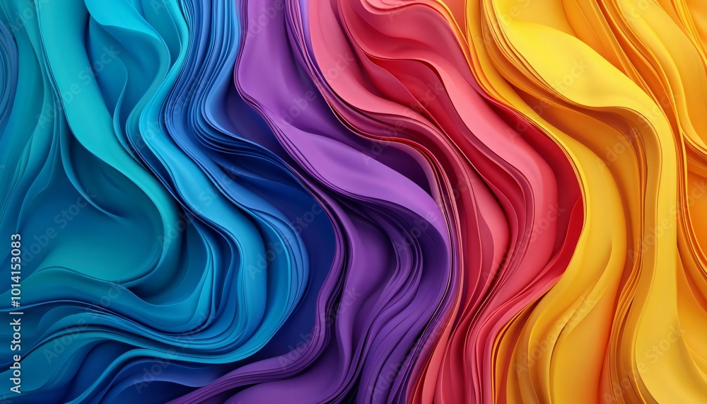 Poster vibrant wave patterns in various colors create a stunning visual atmosphere, perfect for backgrounds