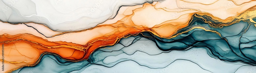 Poster a mesmerizing abstract artwork featuring flowing lines and vibrant colors creating a sense of depth 