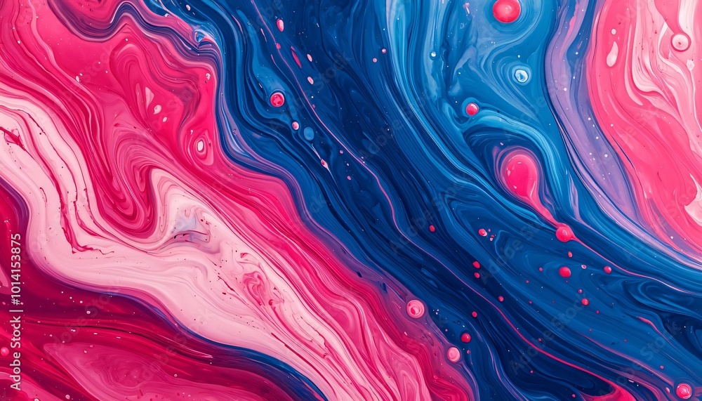 Poster a vibrant abstract design featuring swirling colors of pink and blue, creating a mesmerizing visual 