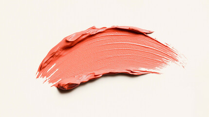 a single, elegant swatch of milky peach lipstick on white background, with soft color gradients and subtle sheen to highlight the texture and glossiness of lip makeup
