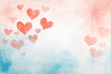 Floating watercolor hearts on a soft pastel background, symbolizing love and affection. Perfect for Valentine's Day and romantic designs.