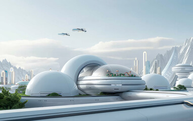 Future urban landscape with perfect integration of ecology and technology