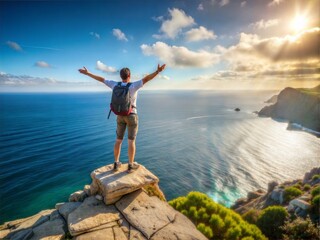 solo traveler standing on the edge of a cliff