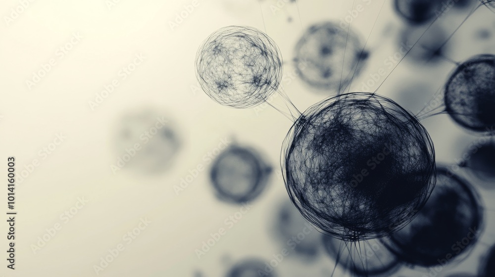 Aufkleber abstract network spheres with connecting lines, futuristic concept