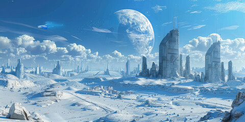 Highly developed futuristic technological cityscape
