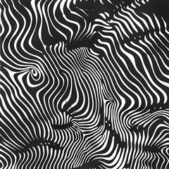 Fototapeta premium A mesmerizing abstract monochrome pattern featuring swirling black and white lines that create a sense of movement and depth.