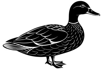 Cute Duck silhouette minimalistic vector art illustration 