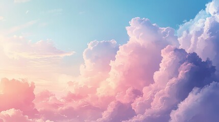 Mindfulness quote paired with a soft pastel sky and cloud illustration, creating a serene and calming Facebook post.