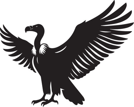 black vulture with wings spread clip art preview
