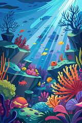 underwater world with fishes