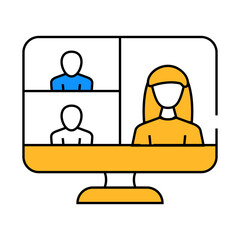 video conference computer software line icon vector. video conference computer software sign. isolated symbol illustration