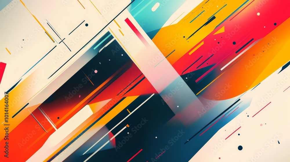 Poster inspirational quote over abstract, colorful shapes with bold lines and angles, creating a vibrant an