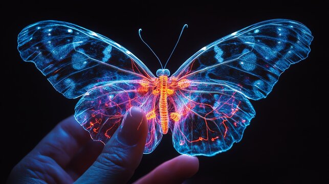 Butterfly s circulatory system glowing with vibrant veins, Insect Circulatory System, unique insect biology