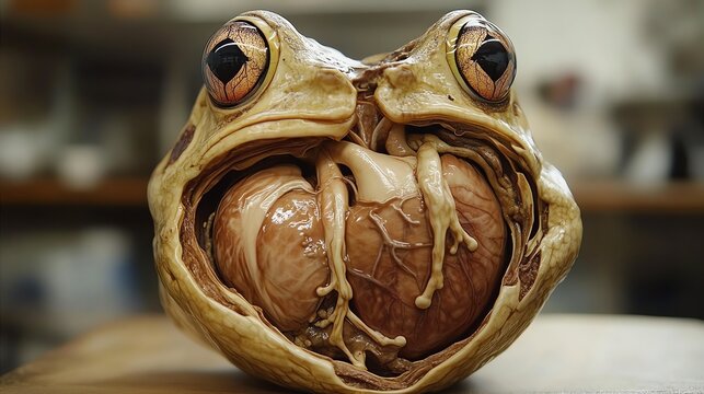 Crosssection of a frog s heart with three chambers lit, Frog Cardiovascular System, amphibian heart anatomy