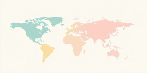 Pastel World Map Illustration.