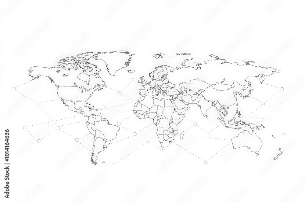 Poster world map with connection lines.