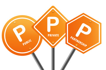Road sign with PPP - Public-private partnership word