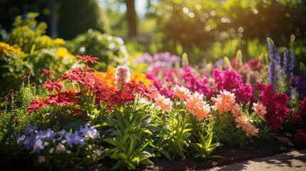 Obraz premium Colorful flowers in a beautiful garden