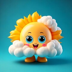 Cute Cartoon Partly Sunny with Clouds Weather Character