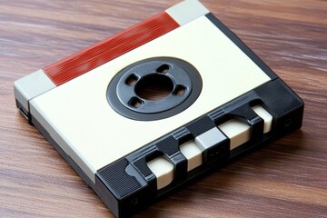 Minimalist representation of a cassette tape, with simple shapes and lines representing the nostalgic feel of analog music