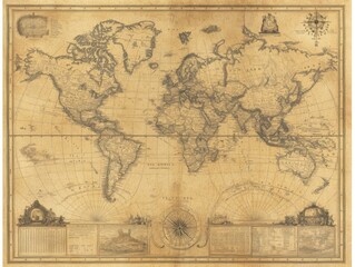 Obraz premium Antique World Map.