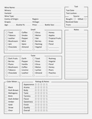 Fototapeta premium Wine Review Sheet - Wine Rating Sheet - Wine Tasting Evaluation Printable Paper