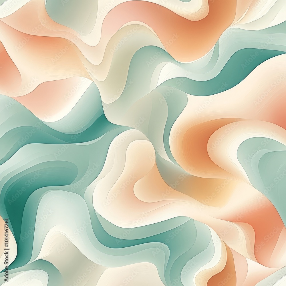 Poster positive quote over an abstract pattern of soft, flowing shapes in light colors, creating a soothing