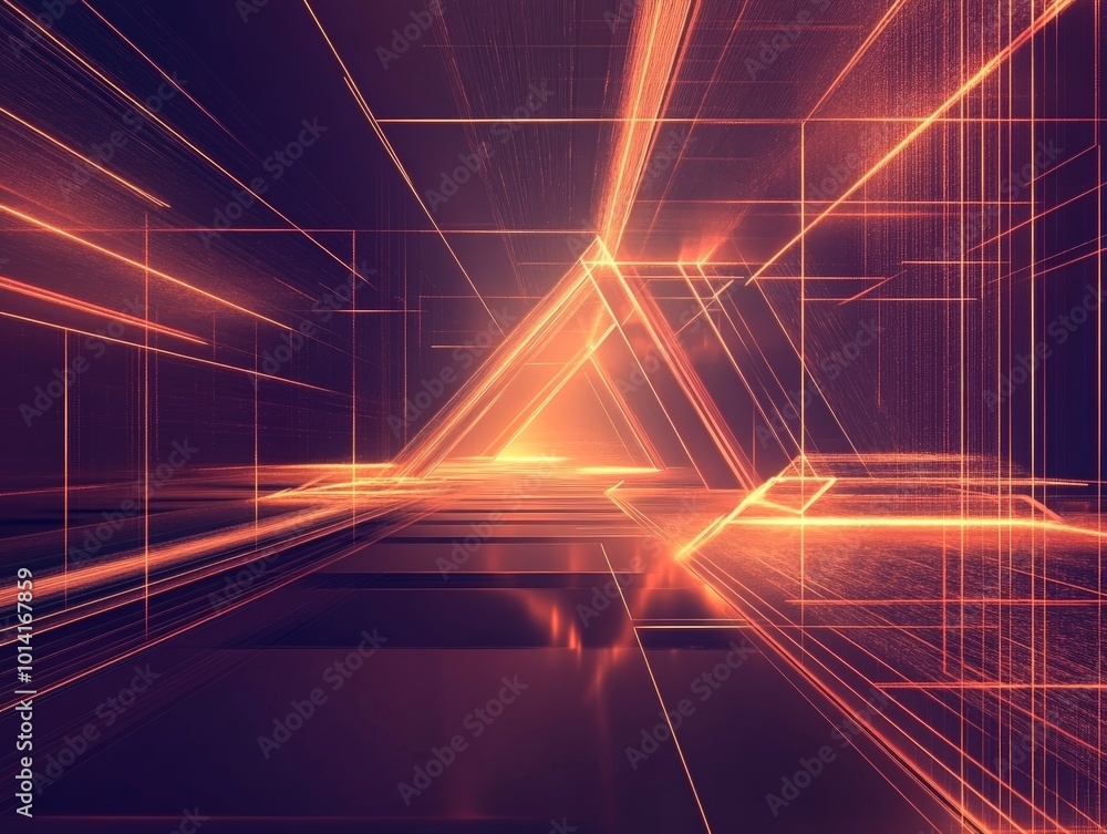 Poster quote on a futuristic background with a minimalistic design featuring glowing lines and abstract geo