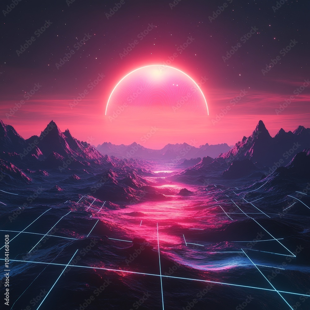Poster quote over a futuristic landscape with glowing lights and clean lines, creating a dynamic and forwar