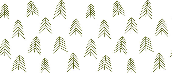 Simple winter minimalistic geometric vector pattern with green Christmas trees. Editable vector pattern for wallpaper or textile. 